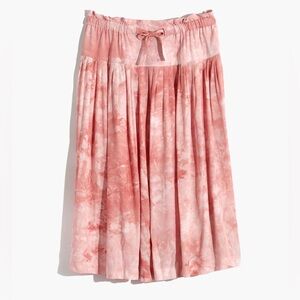 NWT Madewell Tie-Front Paperbag Midi Skirt in Tie-Dye Pink Women’s Size Small